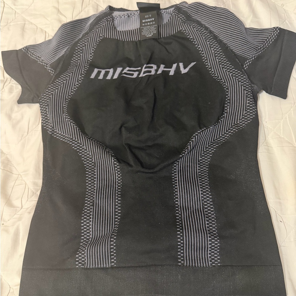 MISBHV Black Seamless Sculpted Tee with Gray Contrast